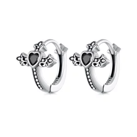 Pandora Style Cross Hoop Earrings - SCE1642 Pandora Style Cross Hoop Earrings - SCE1642