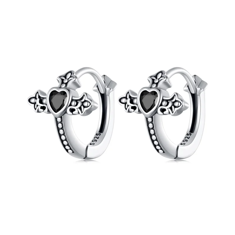(image for) Pandora Style Cross Hoop Earrings - SCE1642 - Product Image