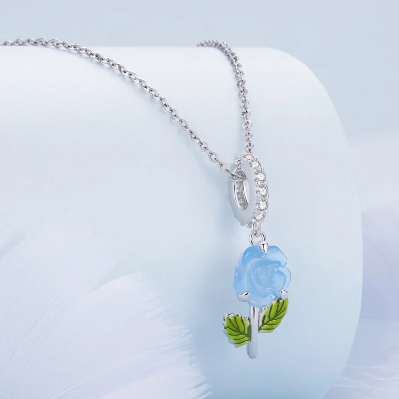 (image for) Pandora Style Crystal Rose Dangle - BSC824-BU - View 2