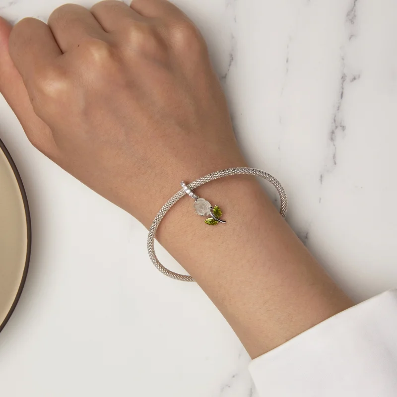 (image for) Pandora Style Crystal Rose Dangle - BSC824-BU - View 7