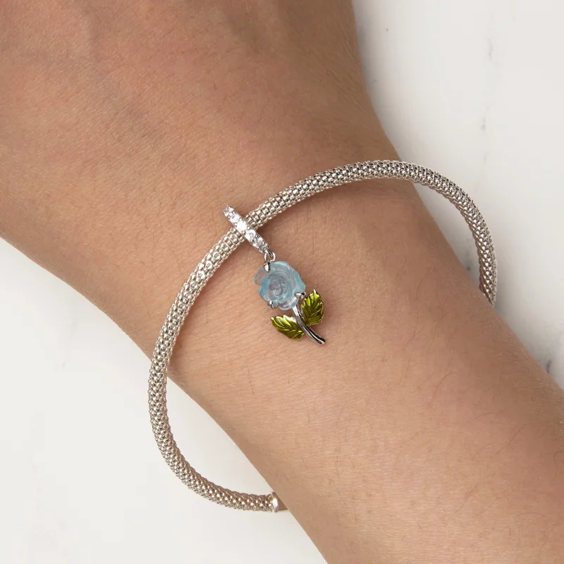 (image for) Pandora Style Crystal Rose Dangle - BSC824-BU - View 8