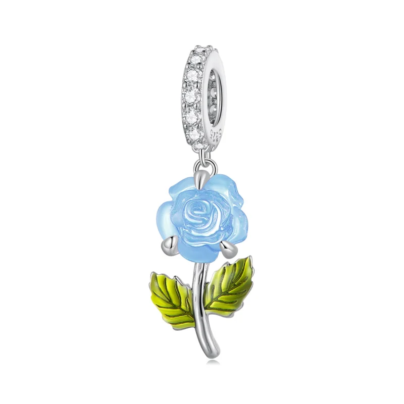 (image for) Pandora Style Crystal Rose Dangle - BSC824-BU - Product Image