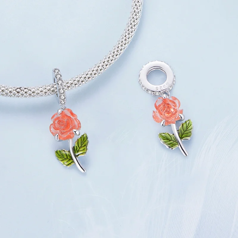 (image for) Pandora Style Crystal Rose Dangle - BSC824-OG - View 4