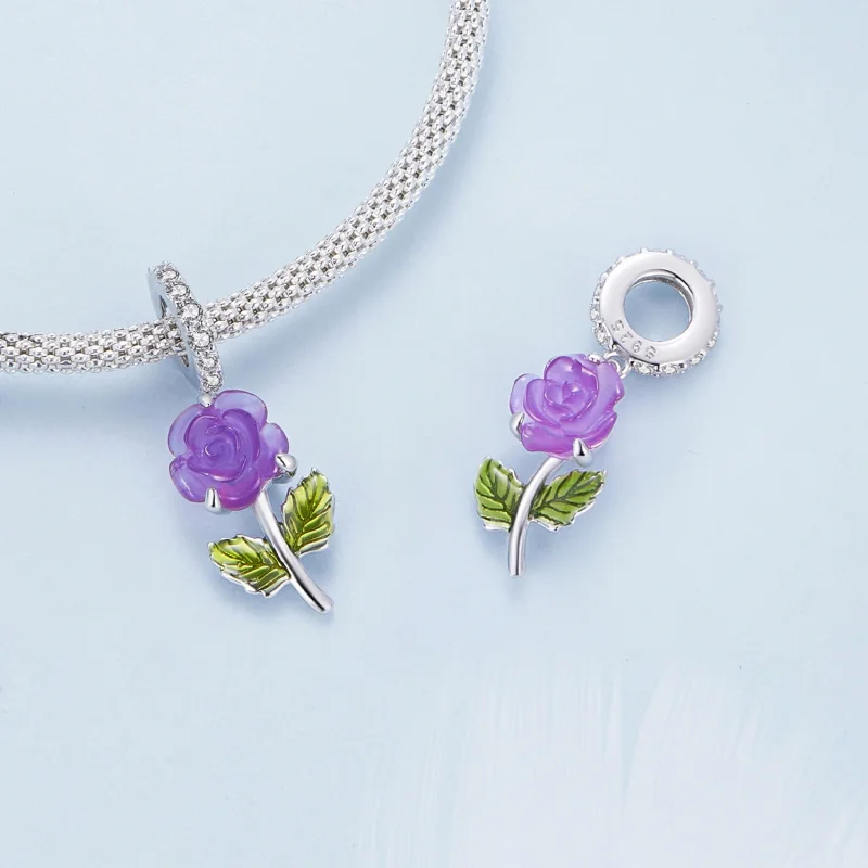 (image for) Pandora Style Crystal Rose Dangle - BSC824-VT - View 4