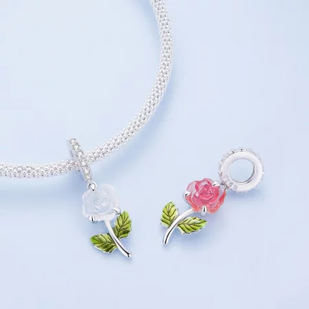 Pandora Style Crystal Rose Dangle - BSC824