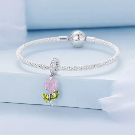 Pandora Style Crystal Rose Dangle - BSC824