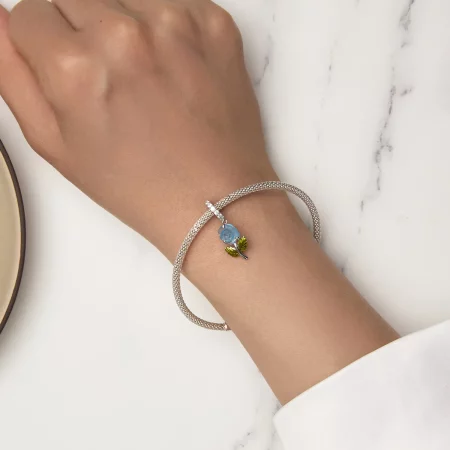 Pandora Style Crystal Rose Dangle - BSC824-BU