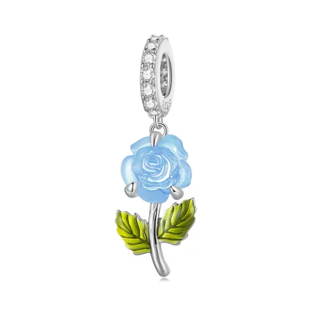 Pandora Style Crystal Rose Dangle - BSC824-BU