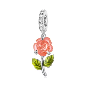Pandora Style Crystal Rose Dangle - BSC824-OG Pandora Style Crystal Rose Dangle - BSC824-OG