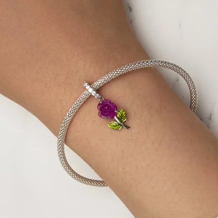 Pandora Style Crystal Rose Dangle - BSC824-VT