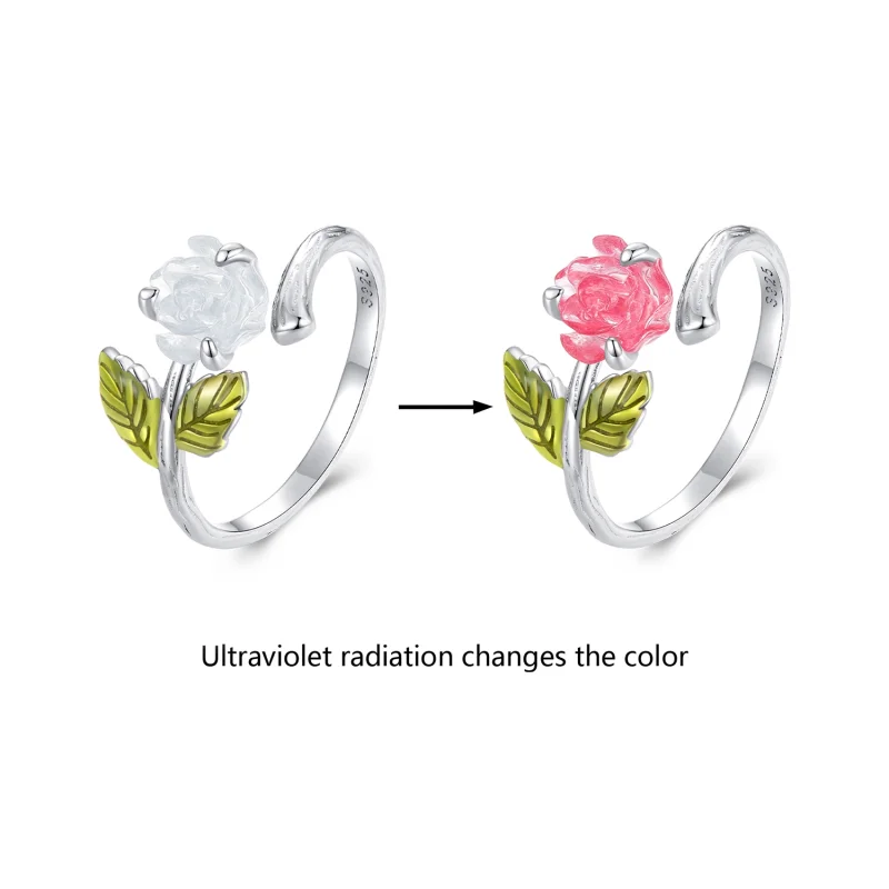 (image for) Pandora Style Crystal Rose Open Ring - BSR472-PKE - View 2