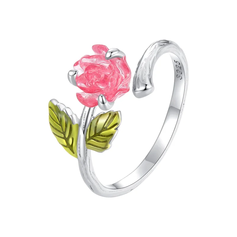 (image for) Pandora Style Crystal Rose Open Ring - BSR472-PKE - View 5