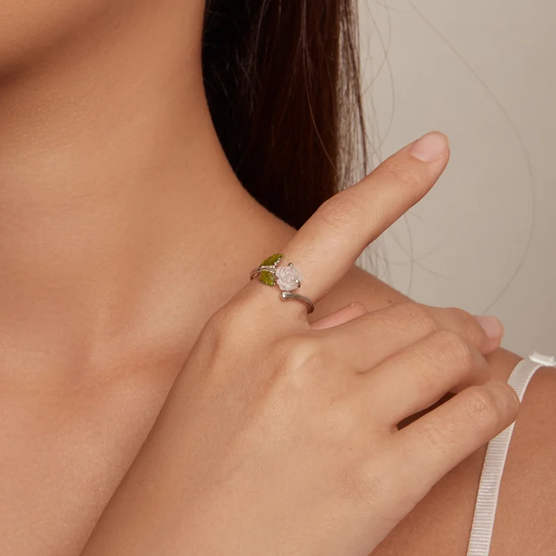 (image for) Pandora Style Crystal Rose Open Ring - BSR472-PKE - View 8