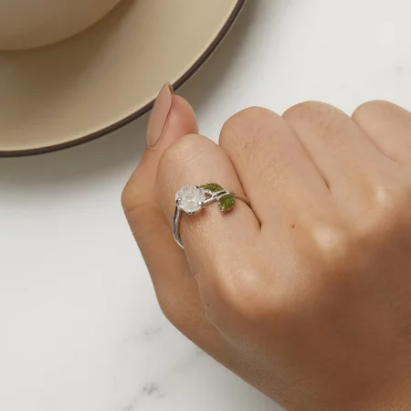 Pandora Style Crystal Rose Open Ring - BSR472-PKE