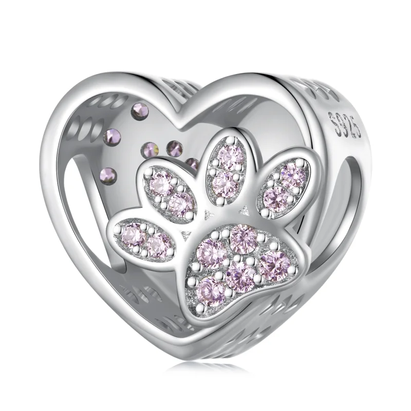 (image for) Pandora Style Cute Pet Paw Prints Can Be Engraved Charm - SCC1191-A - Product Image