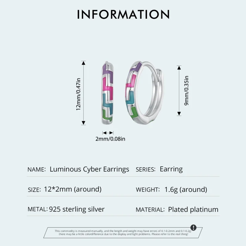 (image for) Pandora Style Cyber Luminous Hoop Earrings - SCE1645 - View 5