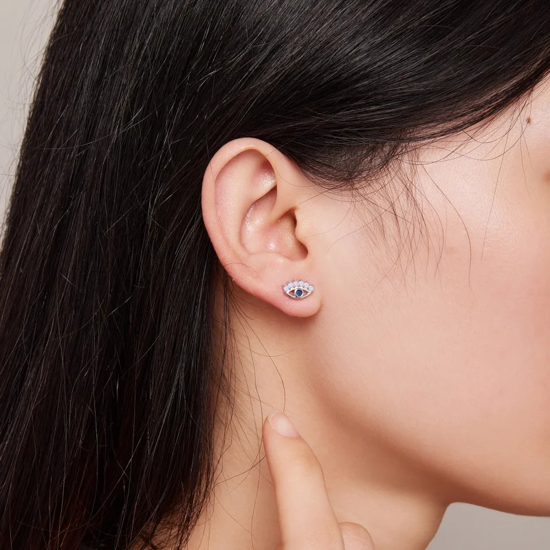 (image for) Pandora Style Devil Eyes Two-Wear Studs Earrings - SCE1581 - View 7