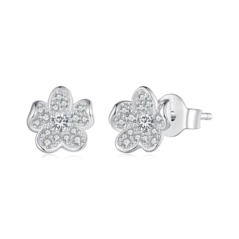 (image for) Pandora Style Diamond-encrusted flower Studs Earrings - BSE855 - Product Image