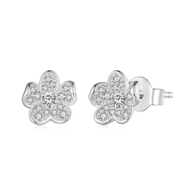 Pandora Style Diamond-encrusted flower Studs Earrings - BSE855 Pandora Style Diamond-encrusted flower Studs Earrings - BSE855