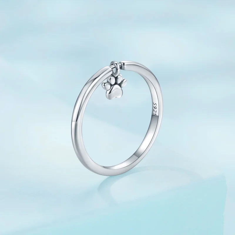 (image for) Pandora Style Dog Paw Ring - SCR892 - View 3