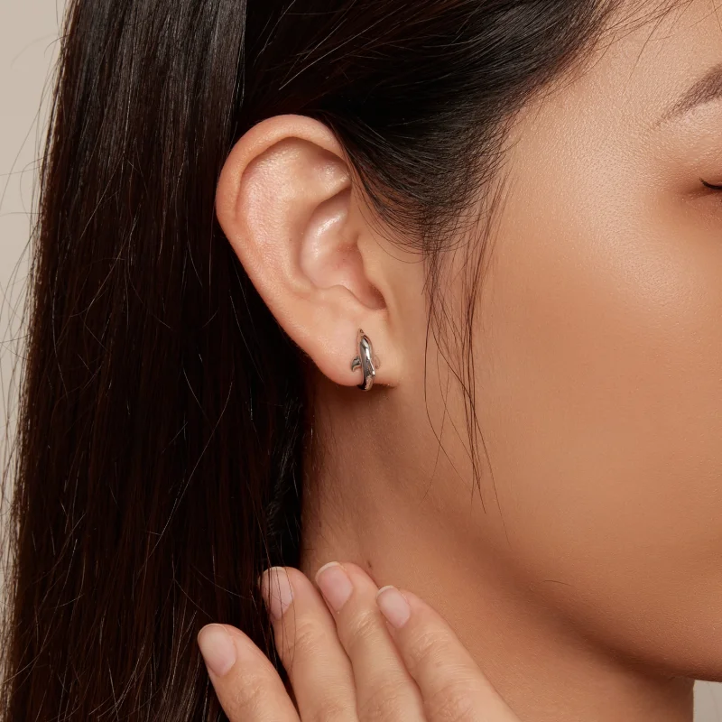 (image for) Pandora Style Dolphin Hoop Earrings - BSE881 - View 5