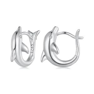 (image for) Pandora Style Dolphin Hoop Earrings - BSE881