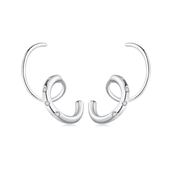 Pandora Style Double Hoop Earrings Stud Earrings - SCE1652