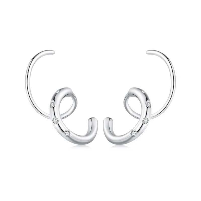 (image for) Pandora Style Double Hoop Earrings Stud Earrings - SCE1652 - Product Image