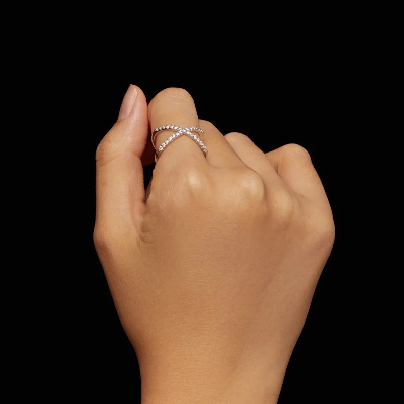 (image for) Pandora Style Double Layer Moissanite Ring(One Certificate) - MSR036 - View 6