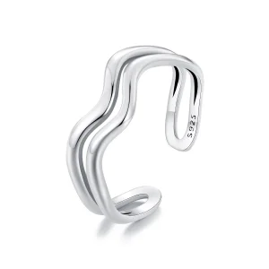 (image for) Pandora Style Double Layer Wave Open Ring - SCR968-E