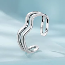 Pandora Style Double Layer Wave Ring - SCR968-E Pandora Style Double Layer Wave Ring - SCR968-E