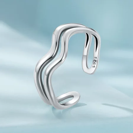 Pandora Style Double Layer Wave Ring - SCR968-E
