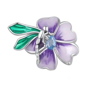 (image for) Pandora Style Dragonfly Flower Charm - BSC786