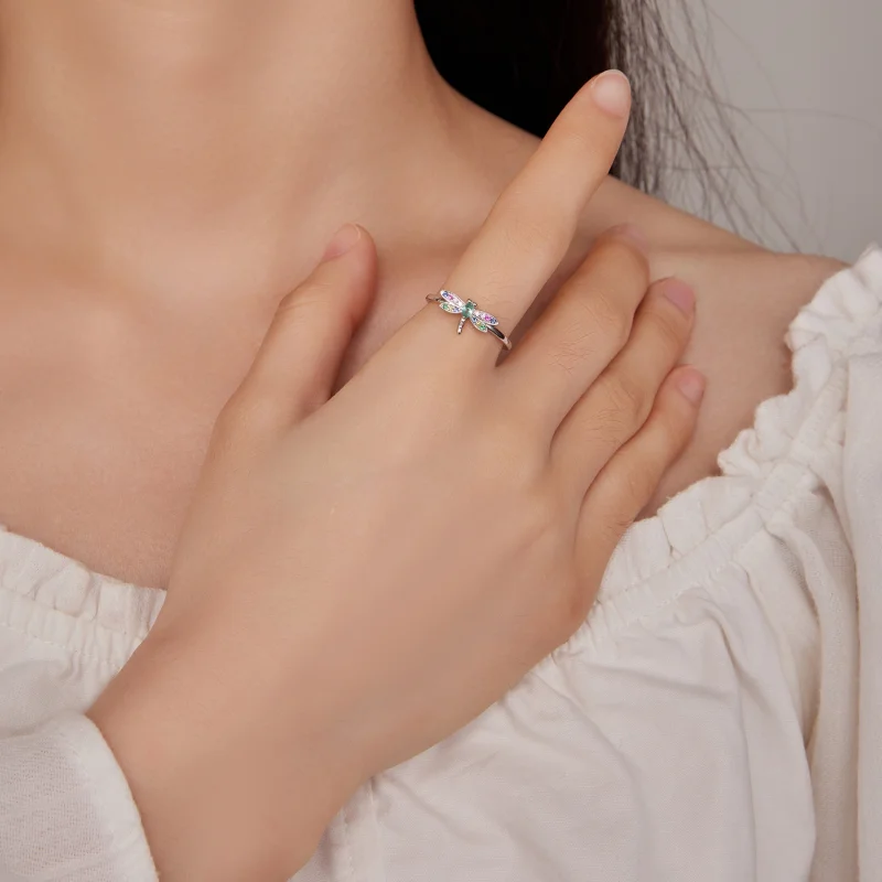 (image for) Pandora Style Dragonfly Open Ring - BSR384 - View 4