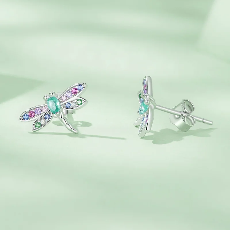 (image for) Pandora Style Dragonfly Studs Earrings - BSE795 - View 3