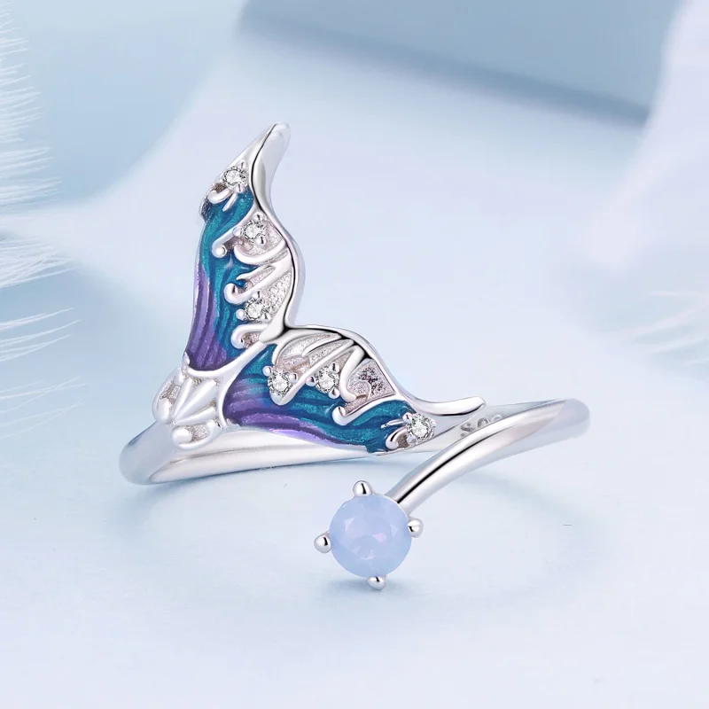 (image for) Pandora Style Dream Mermaid Open Ring - BSR494-E - View 3