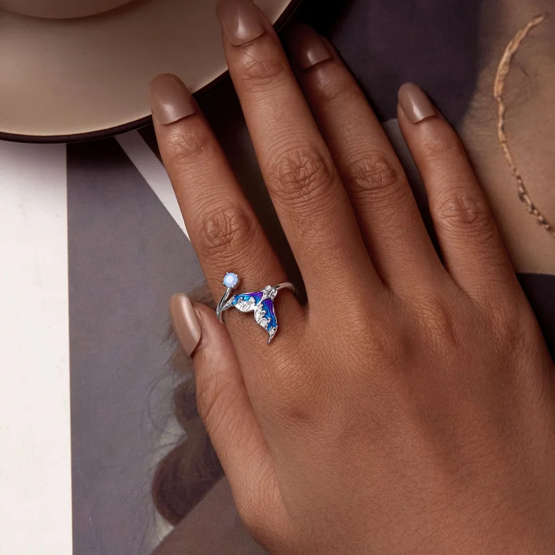 (image for) Pandora Style Dream Mermaid Open Ring - BSR494-E - View 5