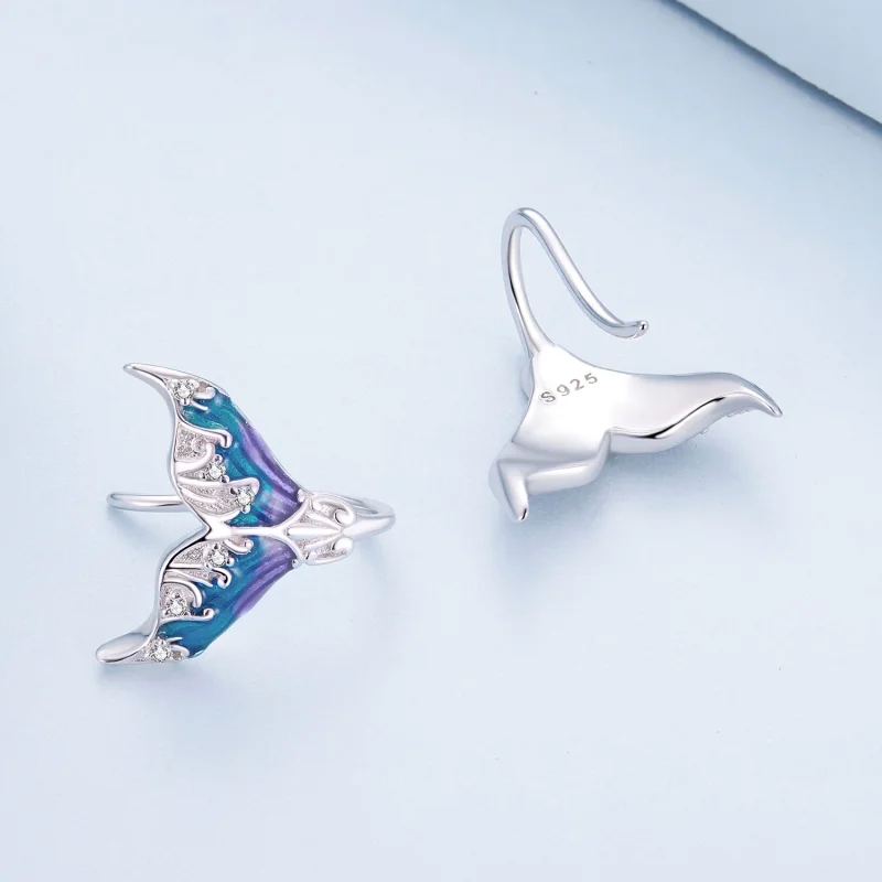 (image for) Pandora Style Dreamman Mermaid Tail Stud Earrings - BSE921 - View 4