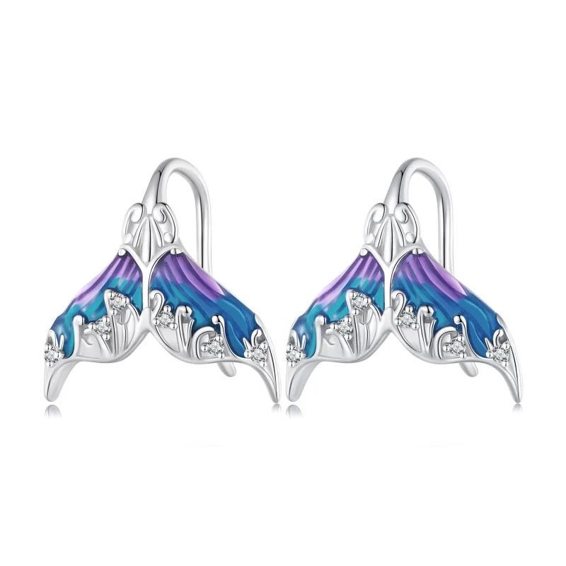(image for) Pandora Style Dreamman Mermaid Tail Stud Earrings - BSE921 - Product Image