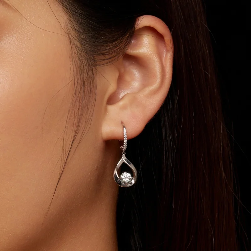 (image for) Pandora Style Drop Moissanite Earrings(Two Certificates) - MSE032 - View 7