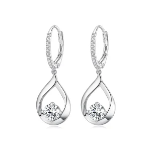 (image for) Pandora Style Drop Moissanite Earrings(Two Certificates) - MSE032