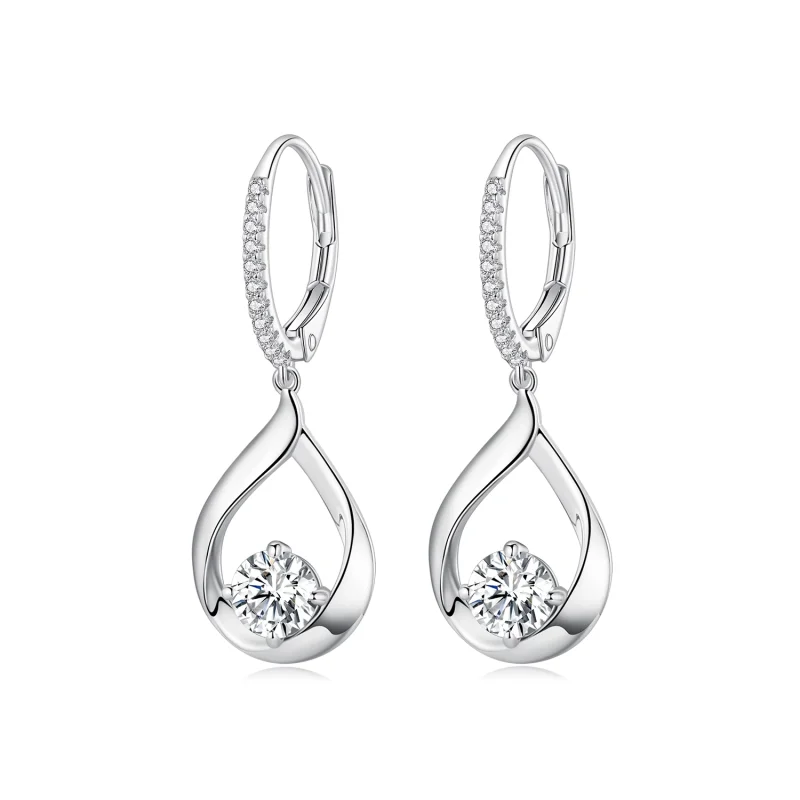 (image for) Pandora Style Drop Moissanite Earrings(Two Certificates) - MSE032 - Product Image