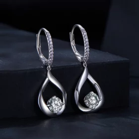 Pandora Style Drop Moissanite Earrings(Two Certificates) - MSE032 Pandora Style Drop Moissanite Earrings(Two Certificates) - MSE032