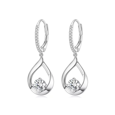 Pandora Style Drop Moissanite Earrings(Two Certificates) - MSE032