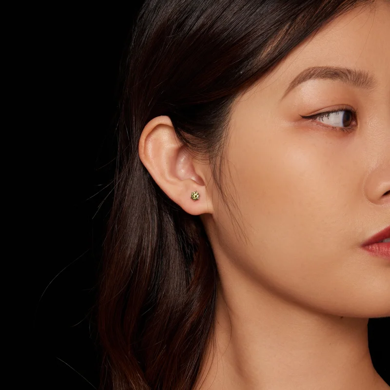 (image for) Pandora Style Emeraldmoissanite Studs Earrings - MSE025-SGN - View 3