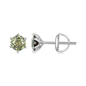 Pandora Style Emeraldmoissanite Studs Earrings - MSE025-SGN Pandora Style Emeraldmoissanite Studs Earrings - MSE025-SGN