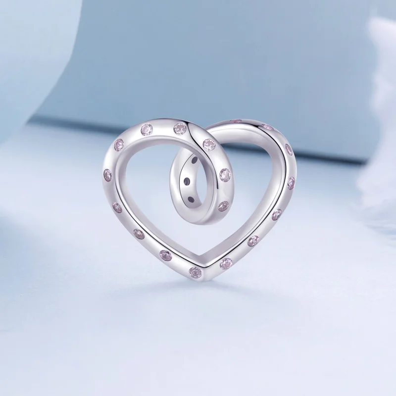 (image for) Pandora Style Entangled Heart Charm - BSC928 - View 2