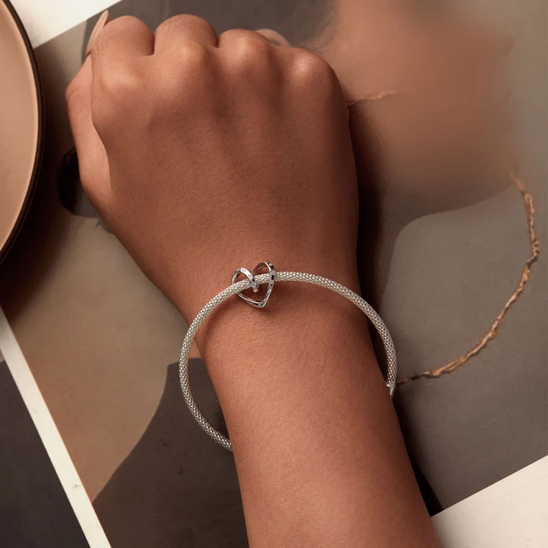 (image for) Pandora Style Entangled Heart Charm - BSC928 - View 6