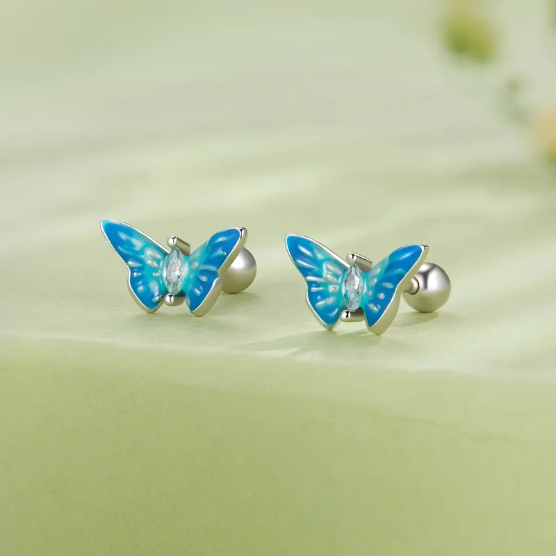 (image for) Pandora Style Exquisite Butterfly Studs Earrings - SCE1571 - View 2