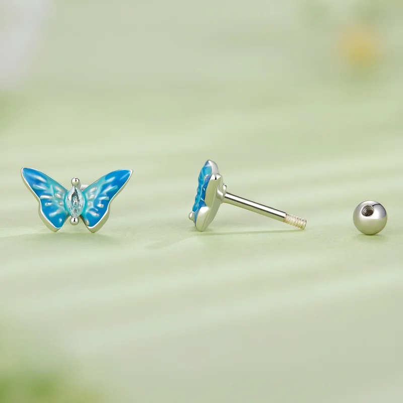 (image for) Pandora Style Exquisite Butterfly Studs Earrings - SCE1571 - View 3